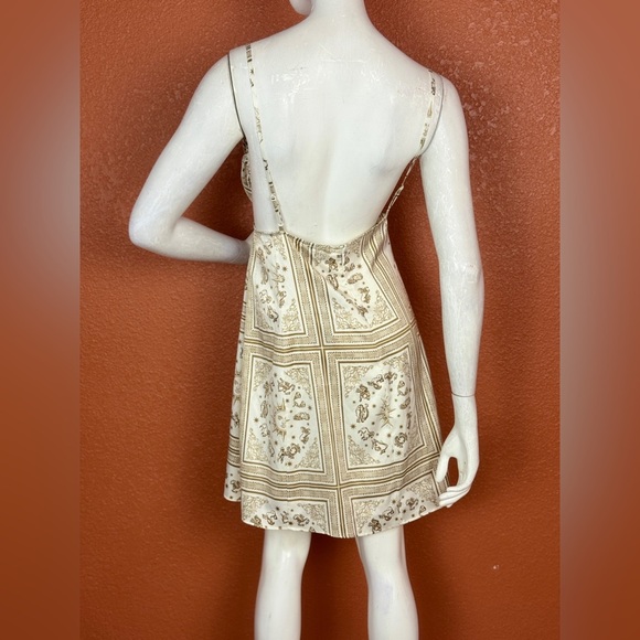 Danielle Bernstein Cream and Brown Zodiac Patterned Mini Dress Size 14. E47 - Picture 6 of 13